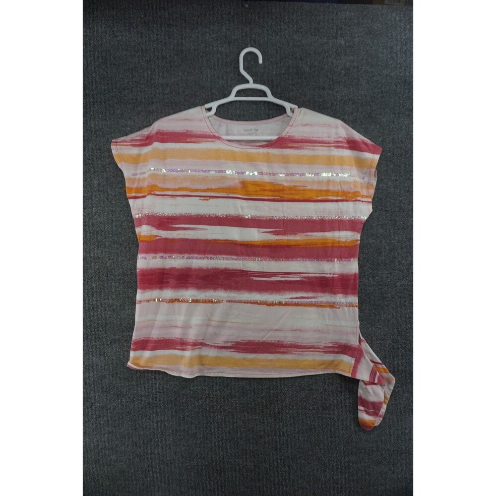 White Stag women's striped sequin tie-hem top